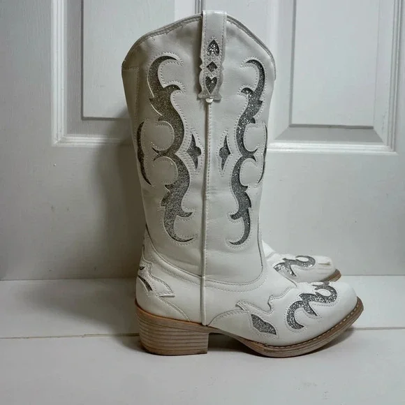 Pierre Dummer White &  Silver Cowboy Boots - Picture 4 of 15